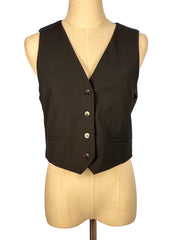 Black vest on a mannequin with a white background