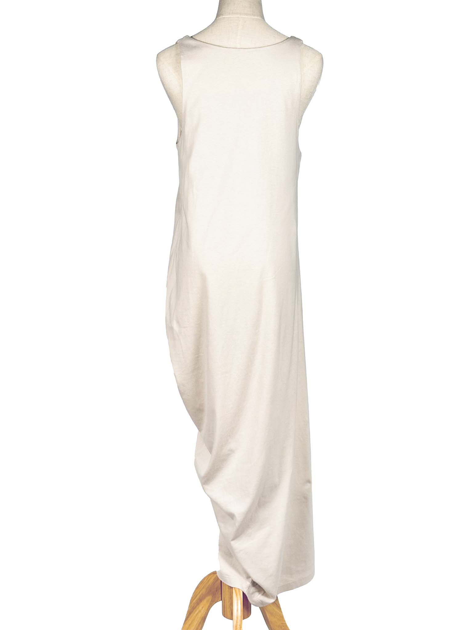 White sleeveless dress on a mannequin against a white background