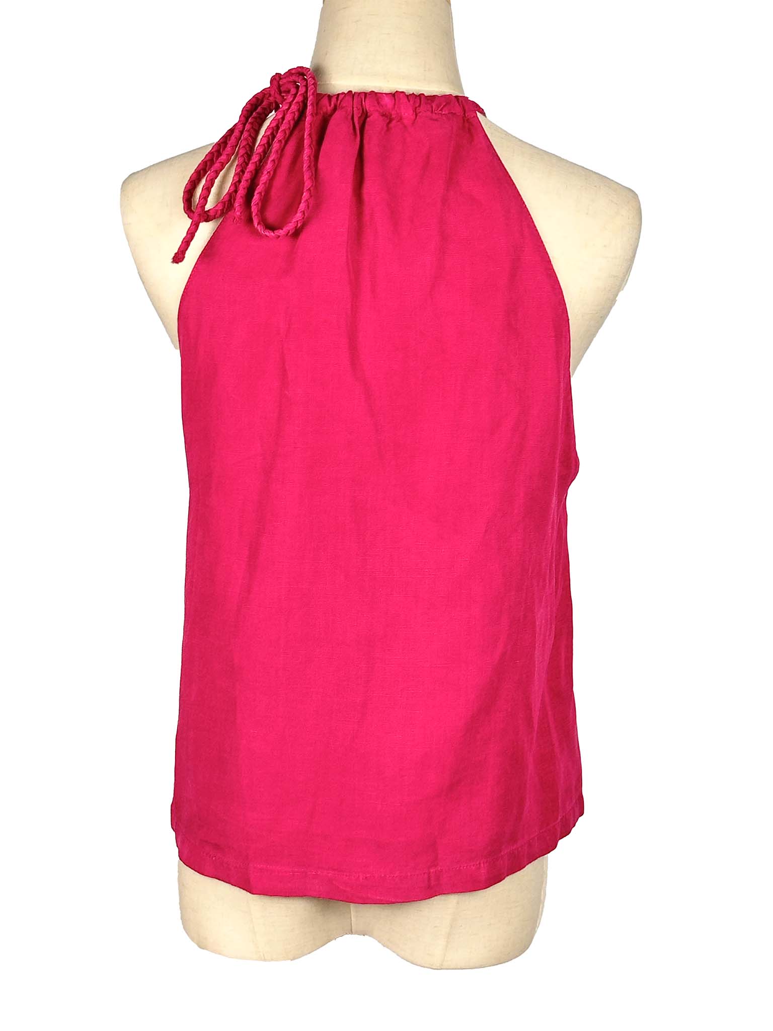 Zara pink halter top on a mannequin against a white background