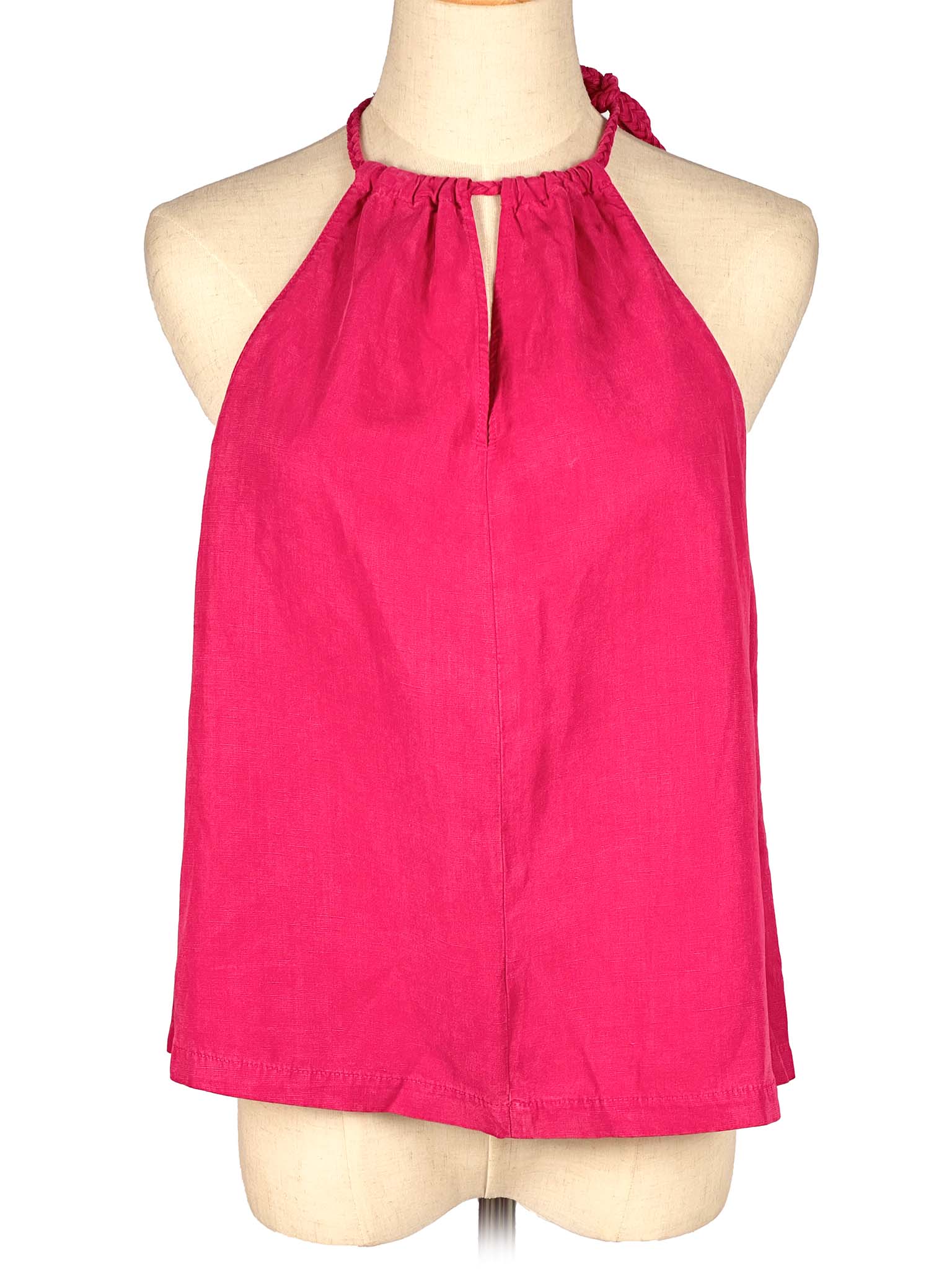Zara pink halter top on a mannequin against a white background
