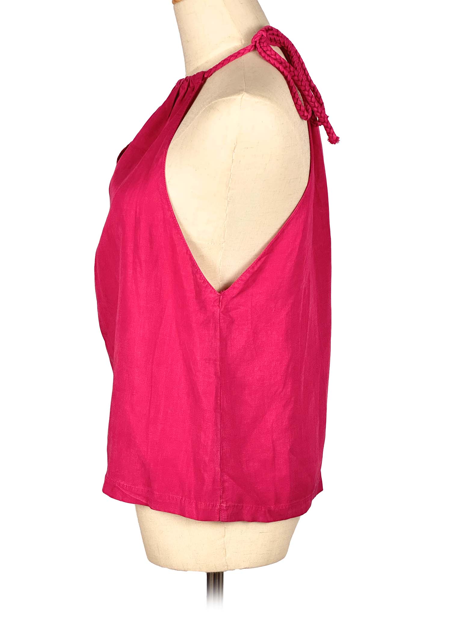 Zara pink halter top on a mannequin against a white background