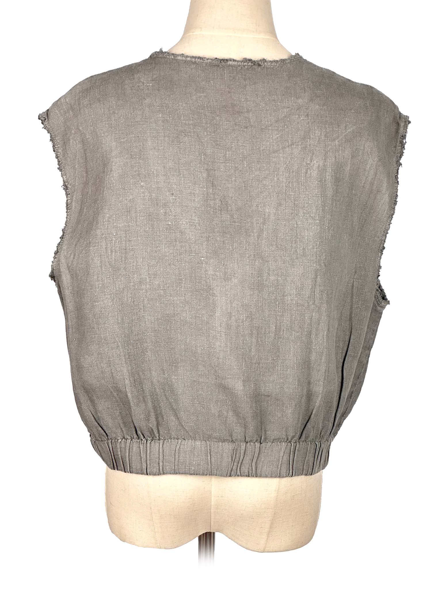 Zara gray sleeveless top on a mannequin against a white background