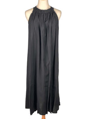 COS dark grey halter neck dress on a mannequin against a white background