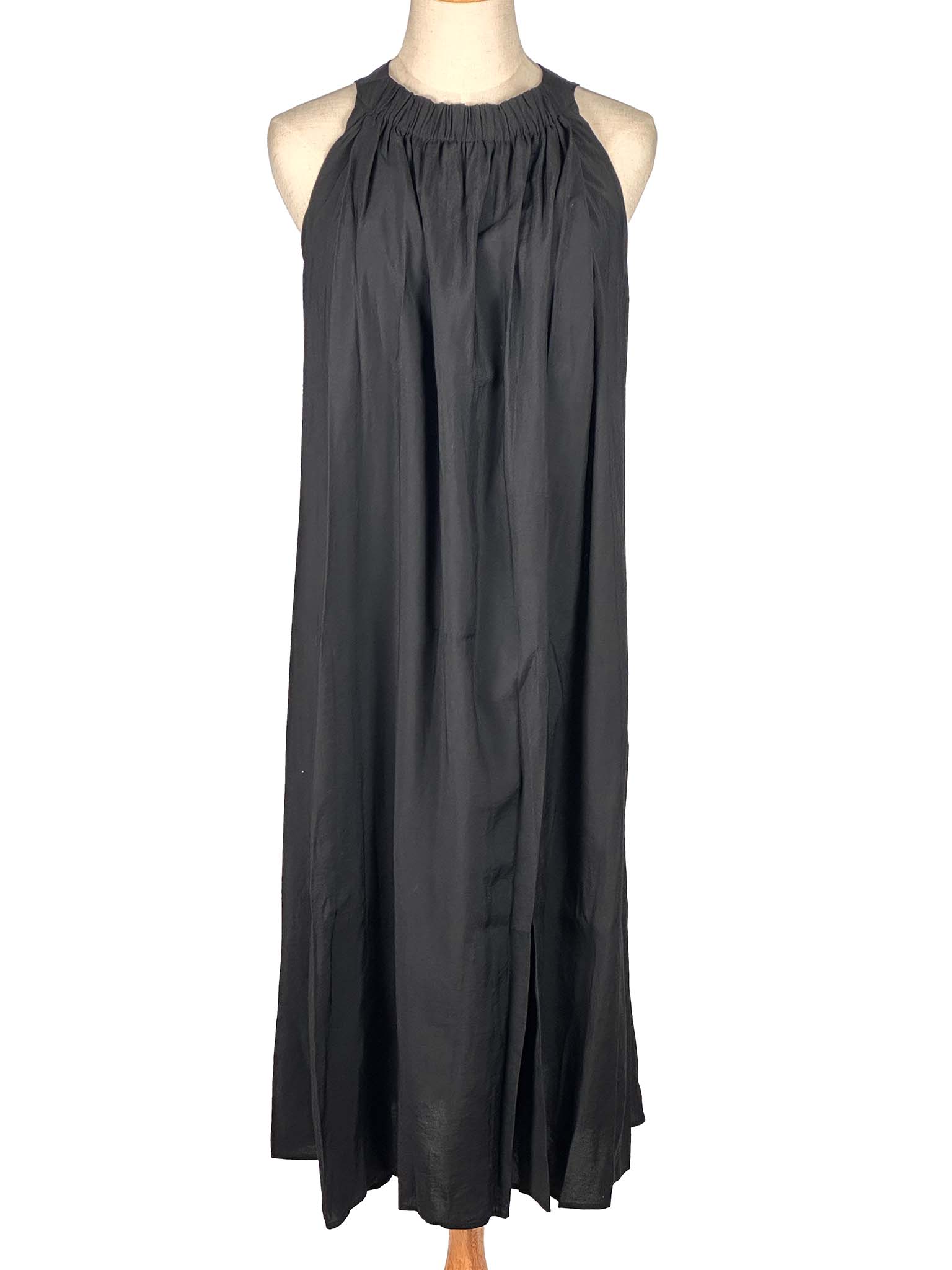 COS dark grey halter neck dress on a mannequin against a white background