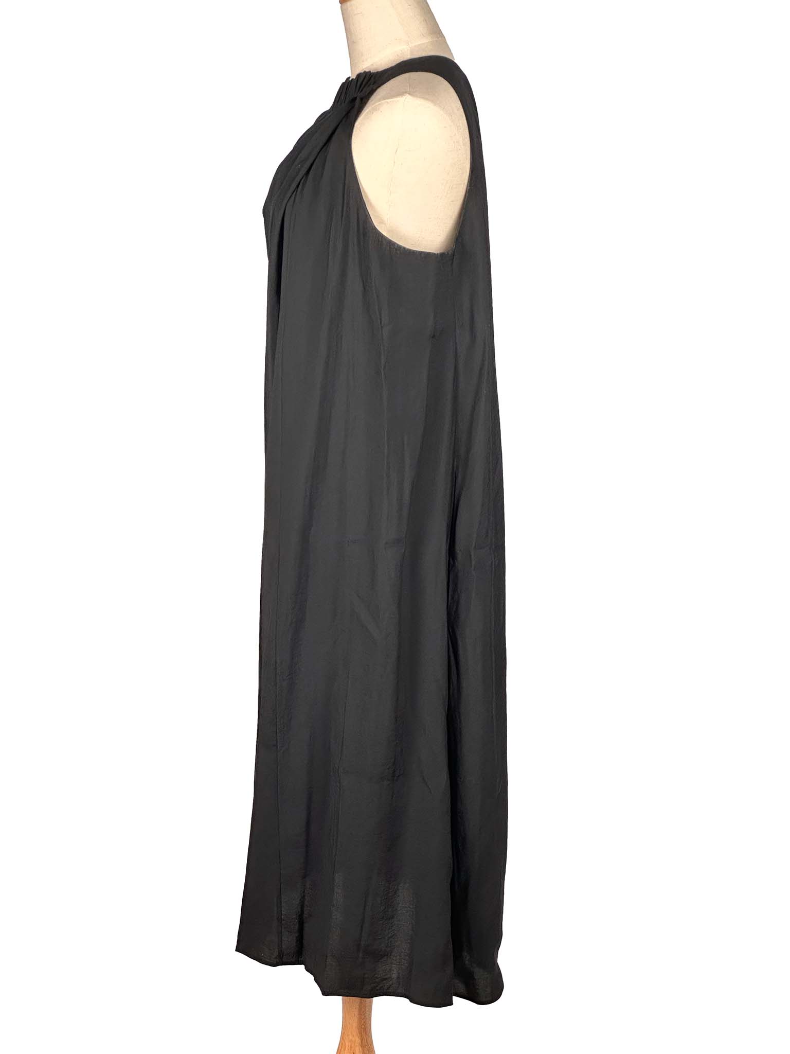 COS dark grey halter neck dress on a mannequin against a white background