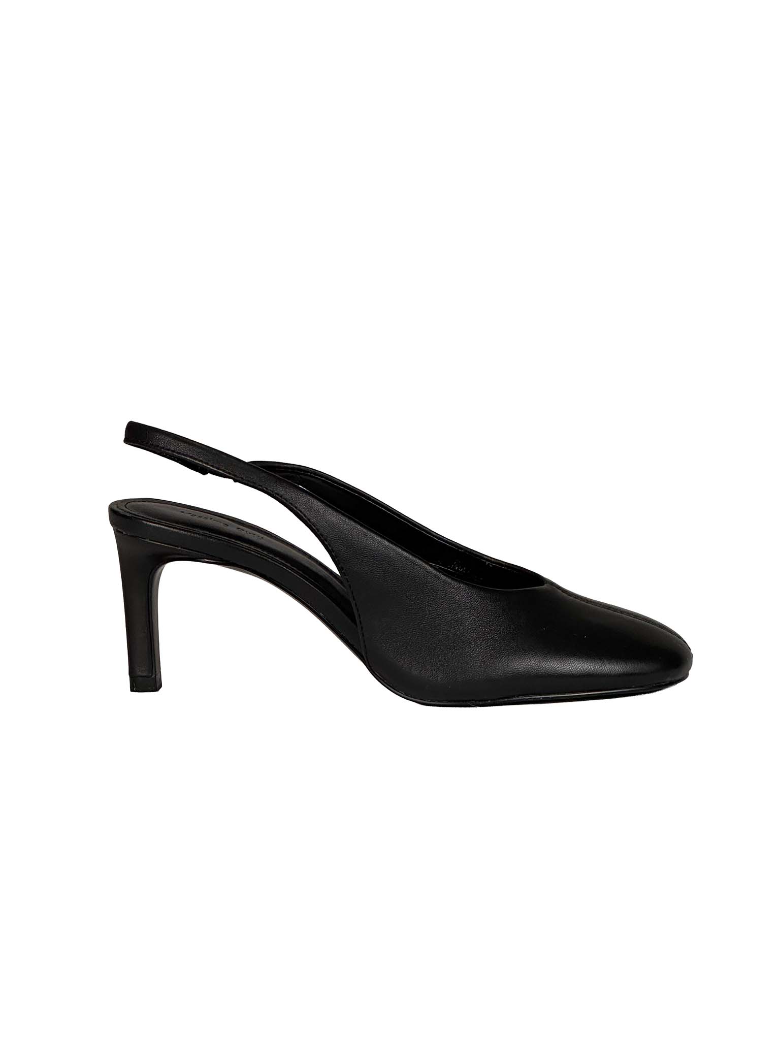 Black slingback Massimo Dutti shoe on a white background