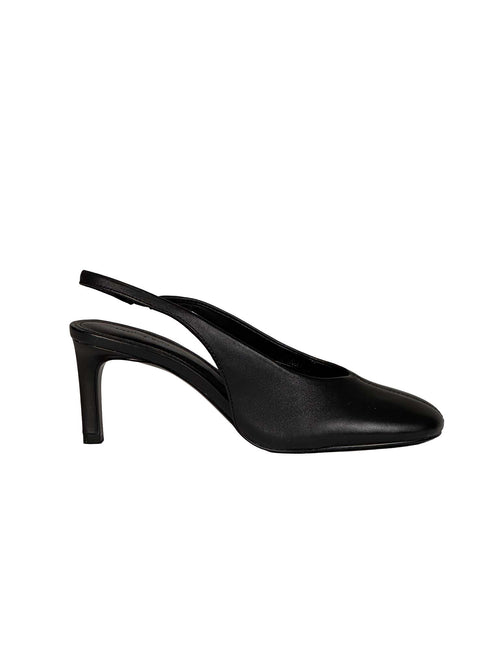 Black slingback Massimo Dutti shoe on a white background