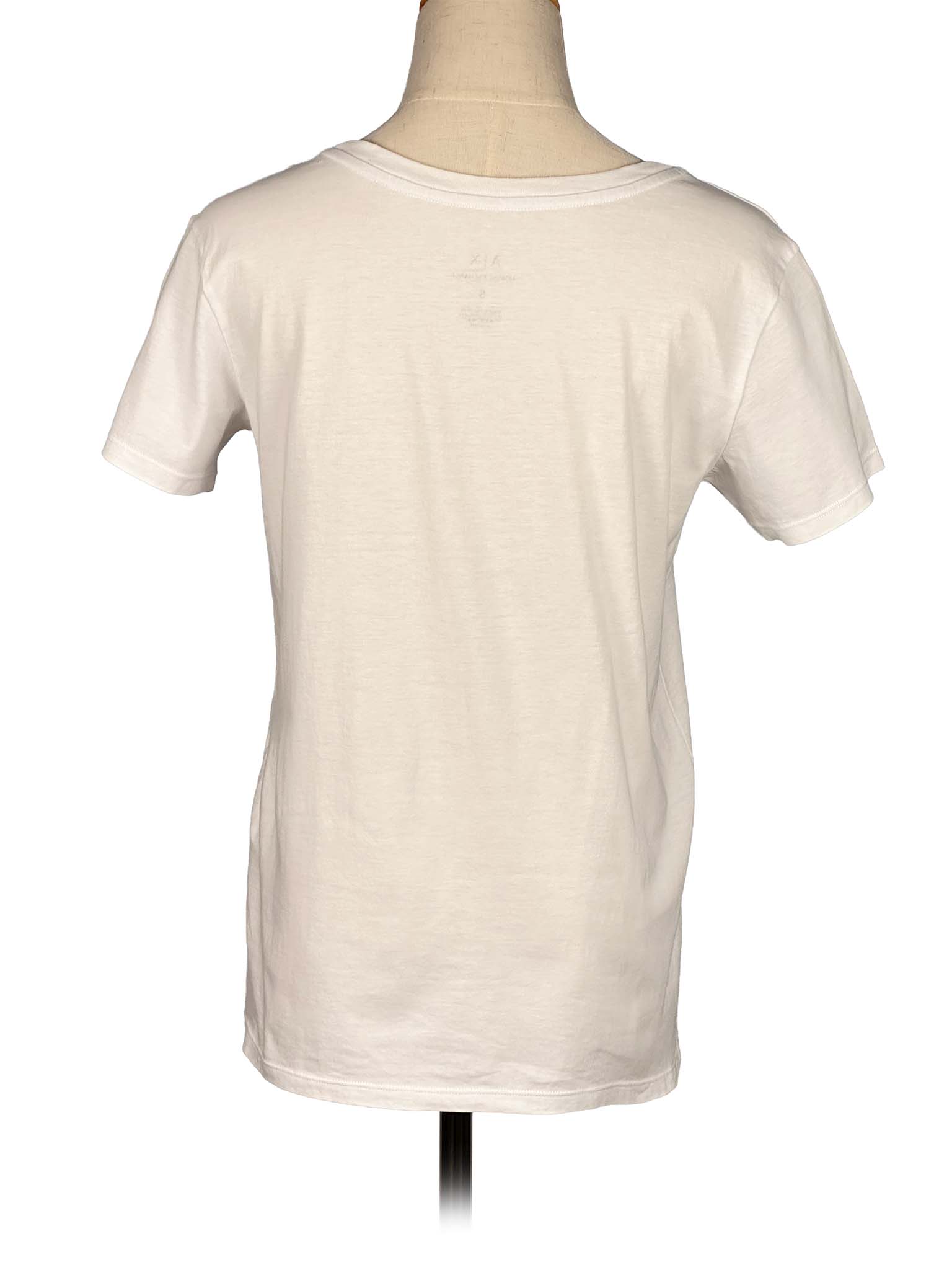 White Armani Exchange t-shirt on a mannequin against a white background