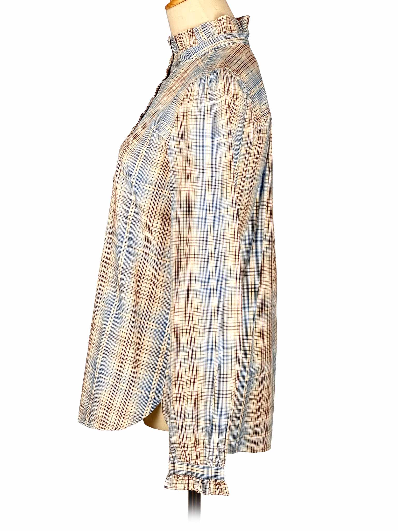 Plaid Loft shirt on a mannequin against a white background