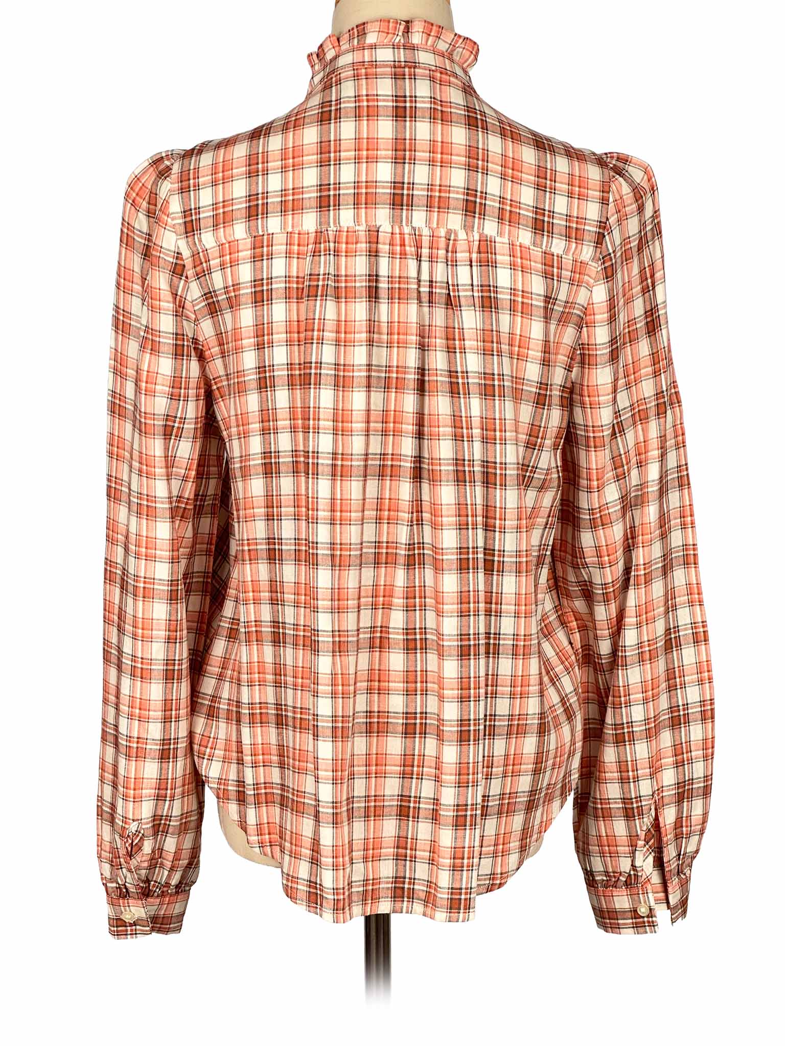 Plaid Loft shirt on a mannequin with a white background