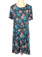 Floral Loft dress on a mannequin against a white background
