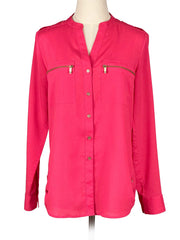 Pink Calvin Klein shirt on a mannequin with a white background