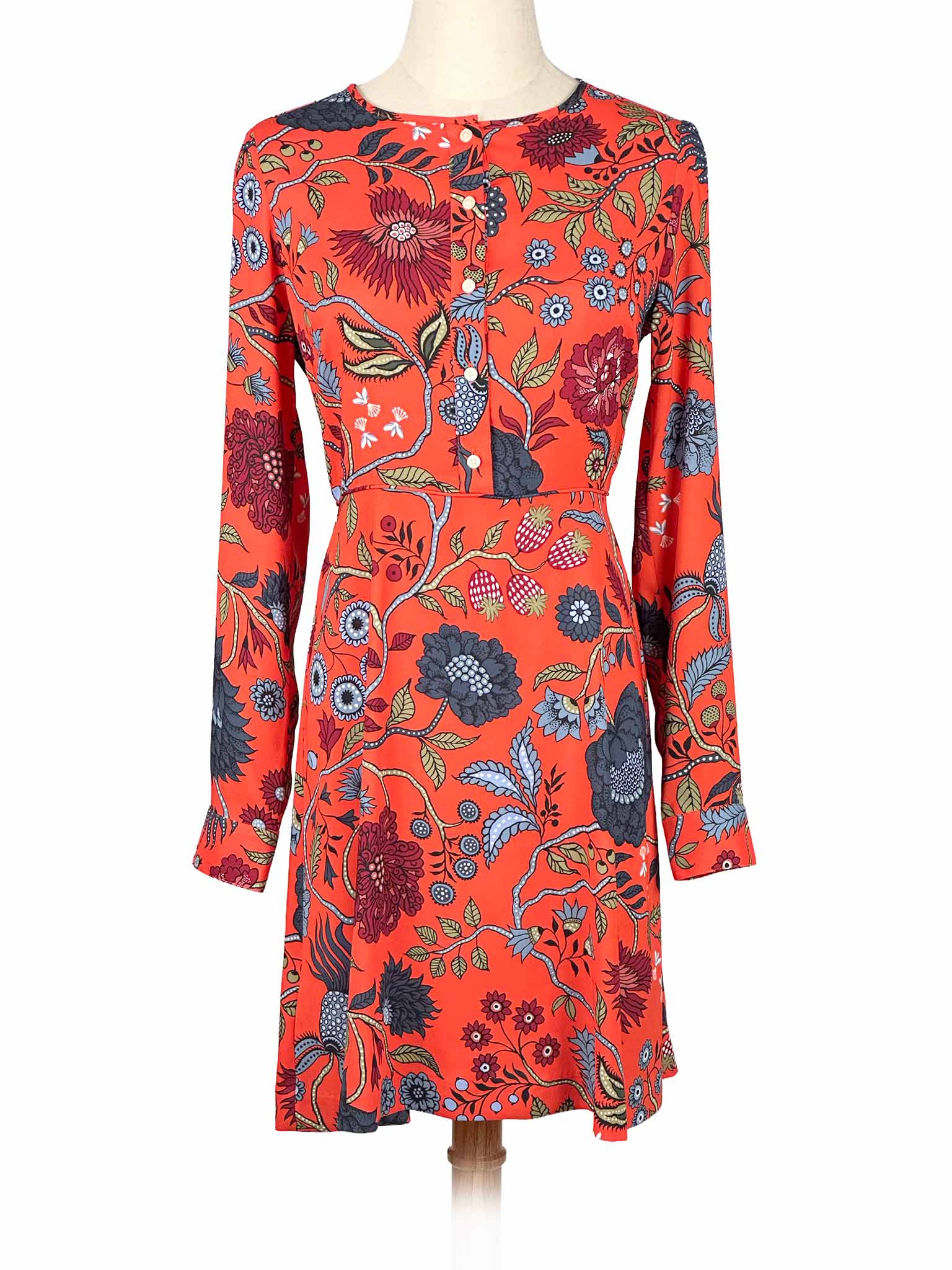 Orange Loft dress with floral pattern on a white background