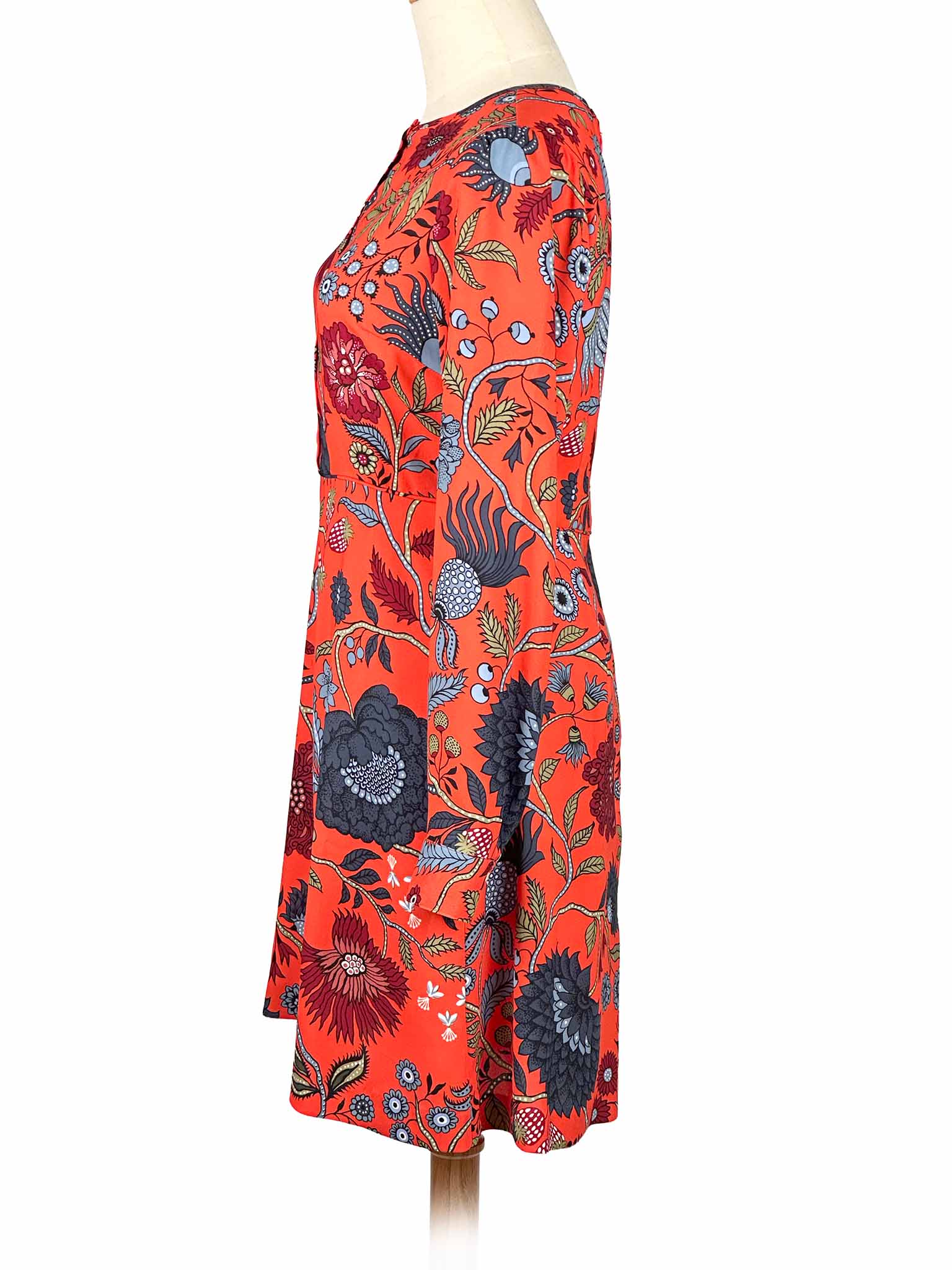 Orange Loft dress with floral pattern on a white background