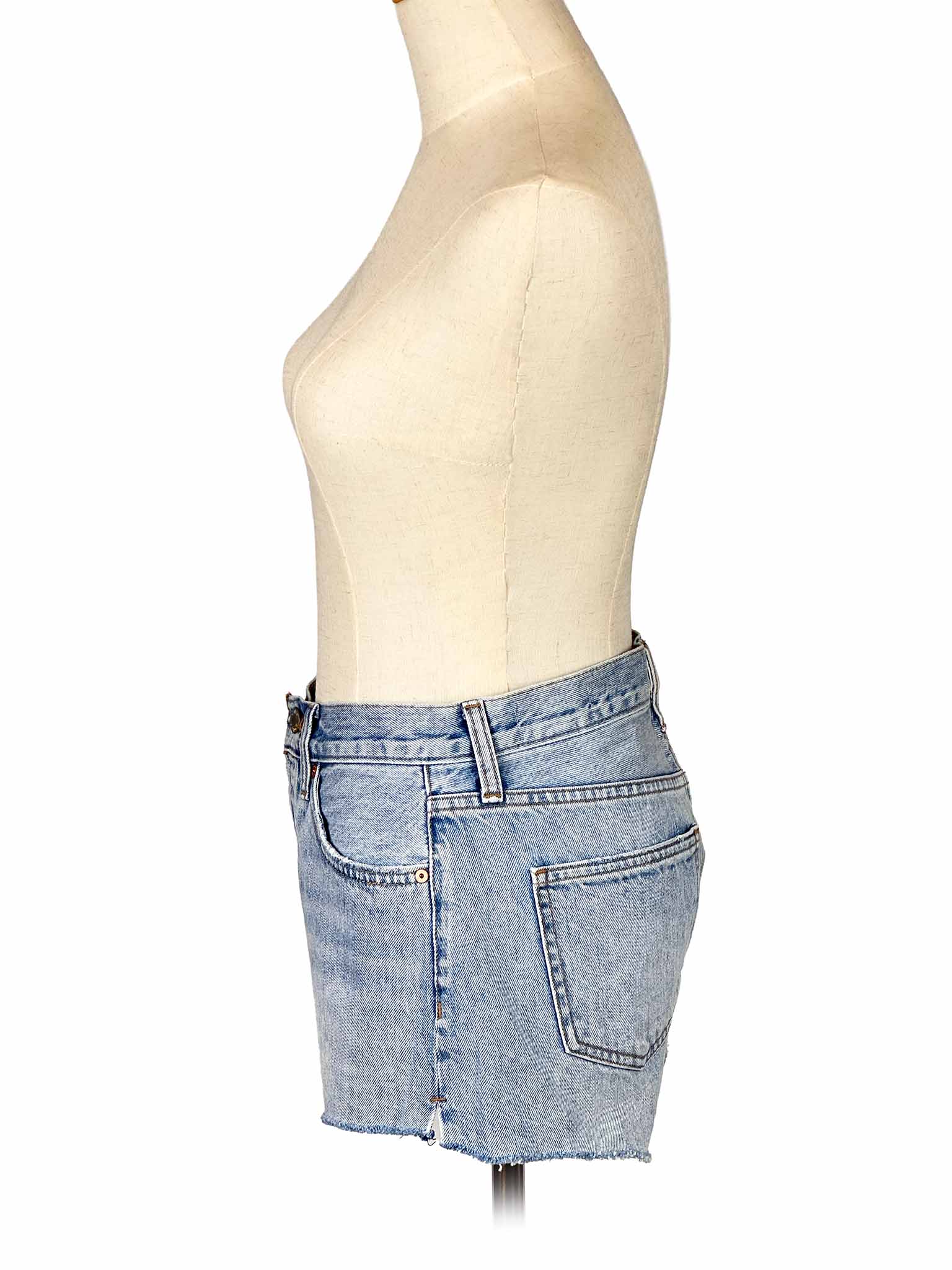 Denim Forum shorts on a mannequin against a white background
