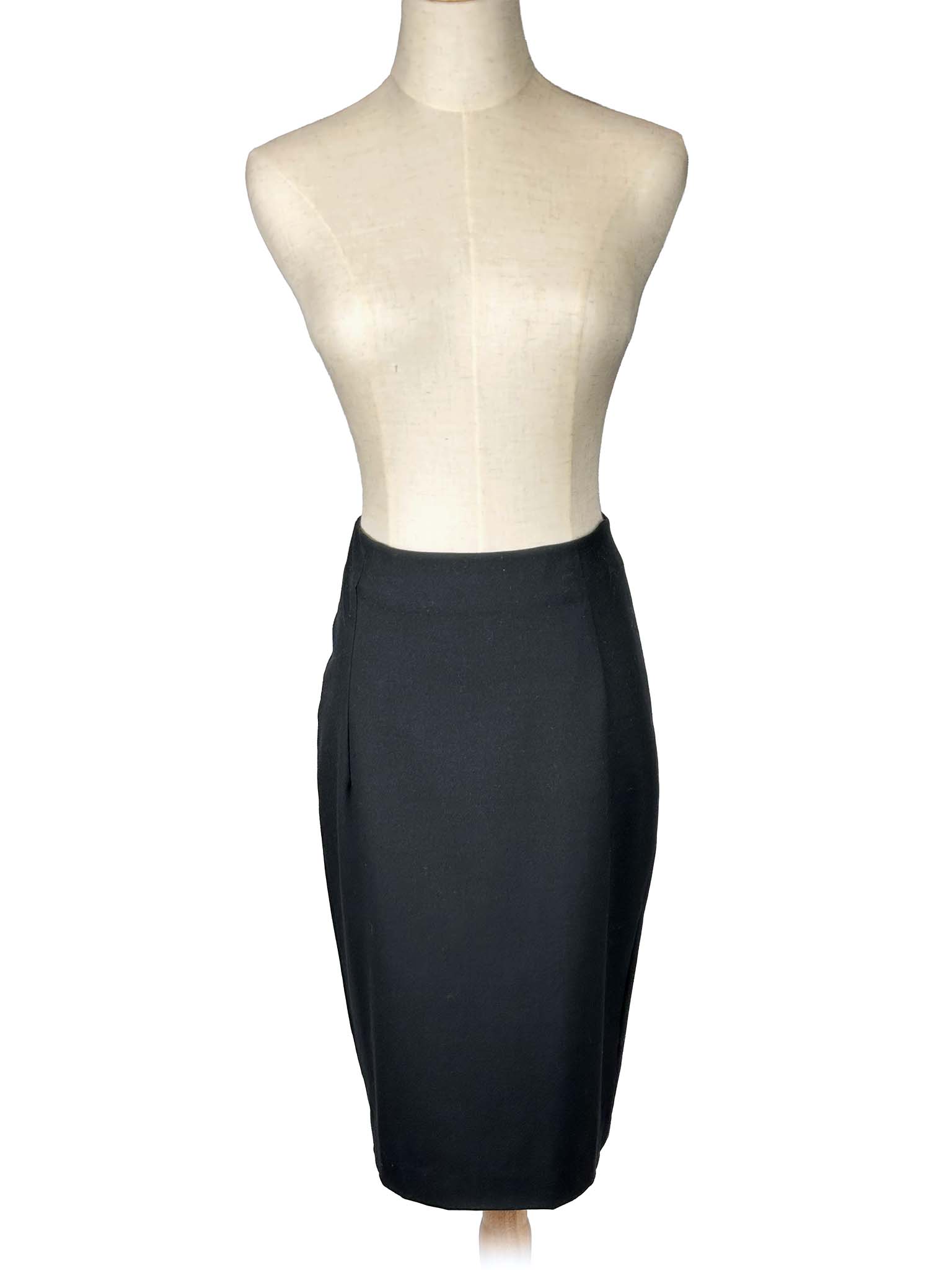 Zara black pencil skirt on a mannequin against a white background