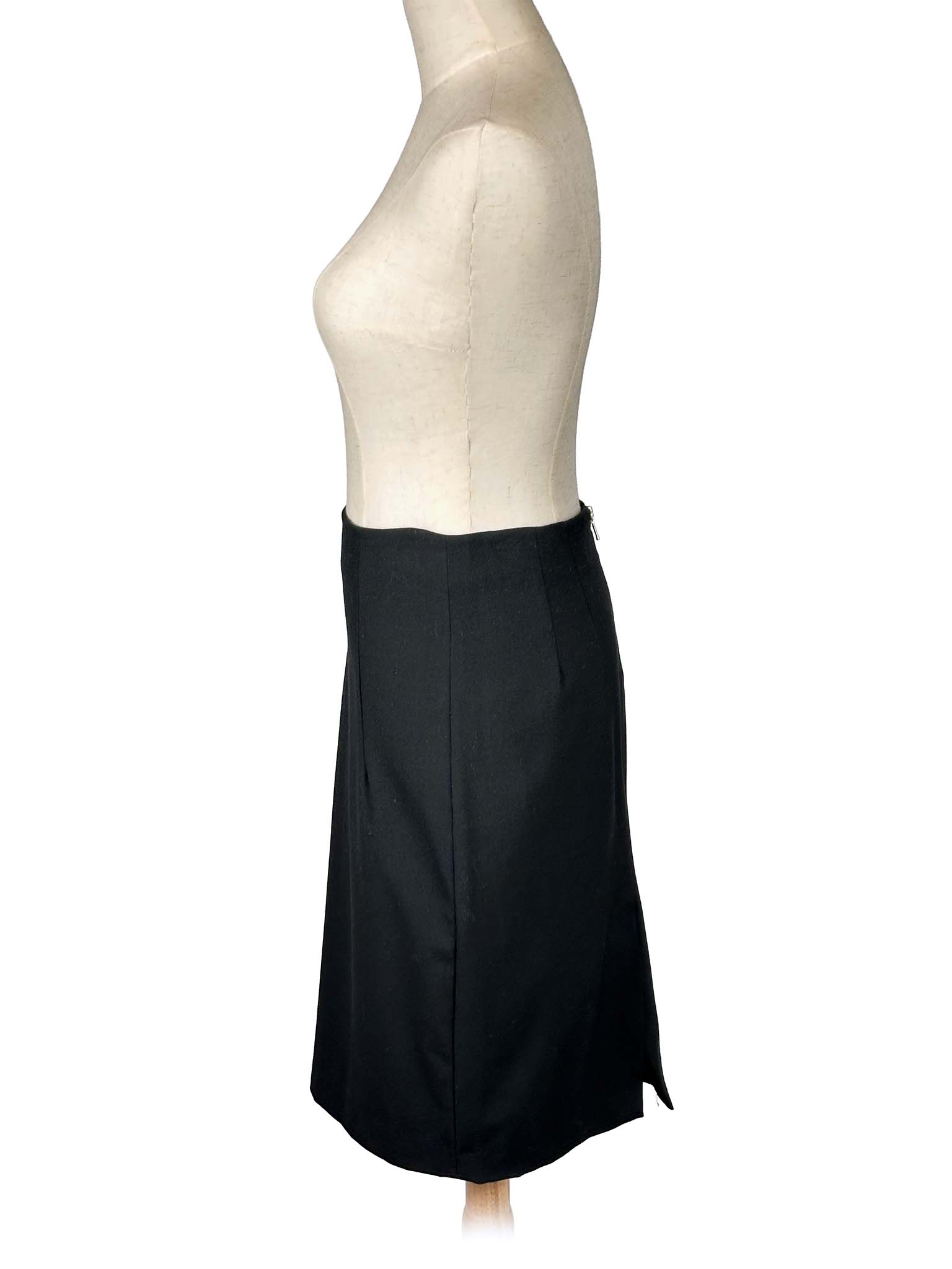 Zara black pencil skirt on a mannequin against a white background