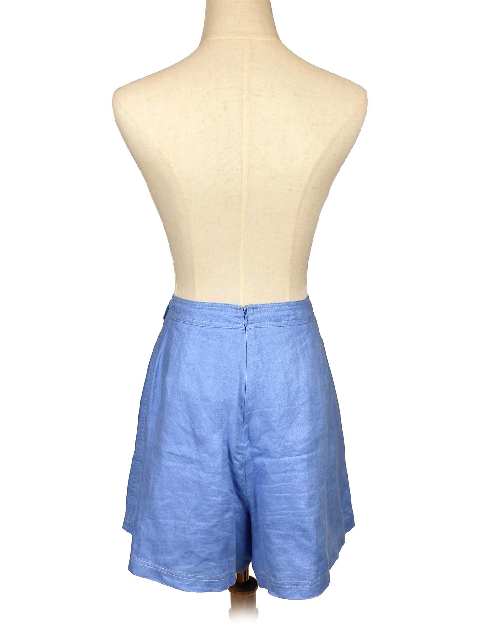 Sancia blue shorts on a mannequin against a white background