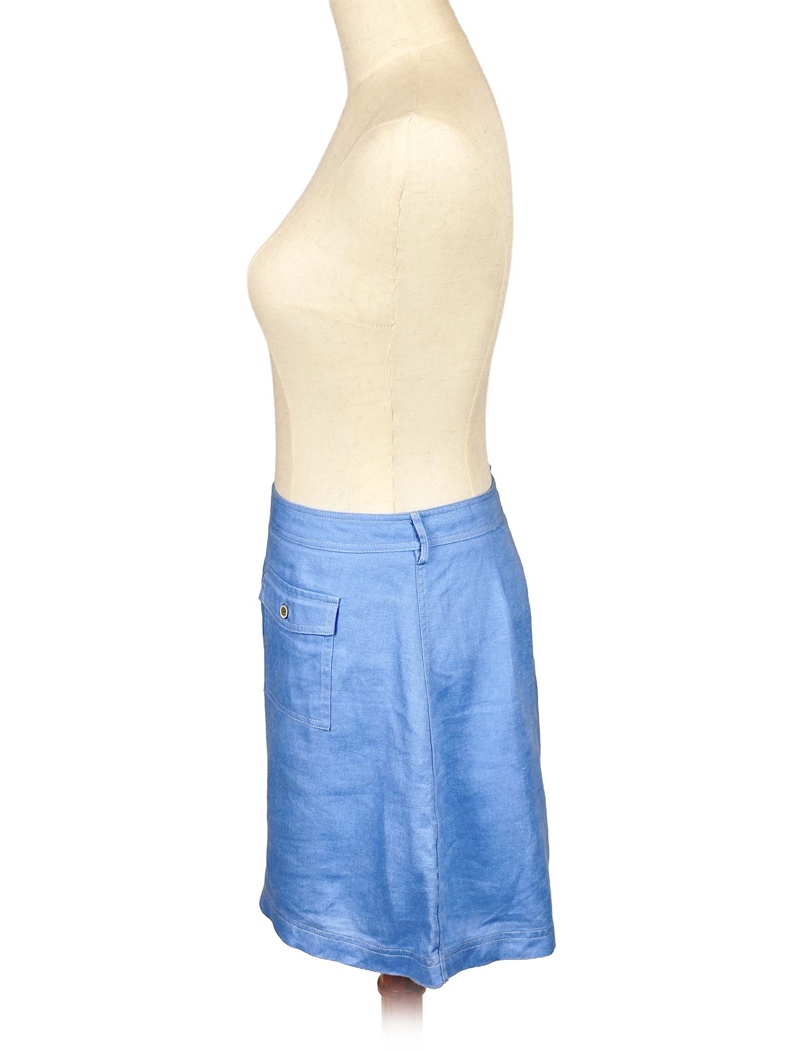 Sancia blue shorts on a mannequin against a white background