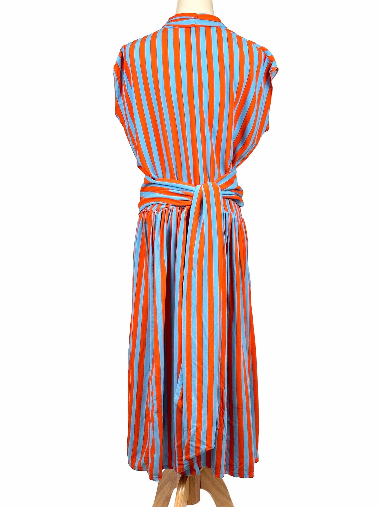 State of Georgia striped dress on a mannequin against a white background
