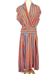 State of Georgia striped dress on a mannequin against a white background