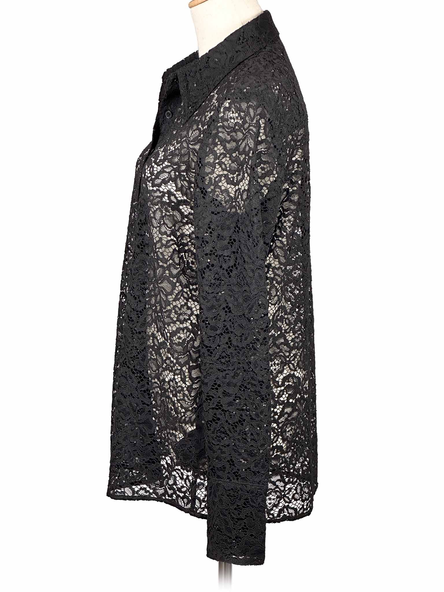 & Other Stories black lace shirt on a mannequin against a white background