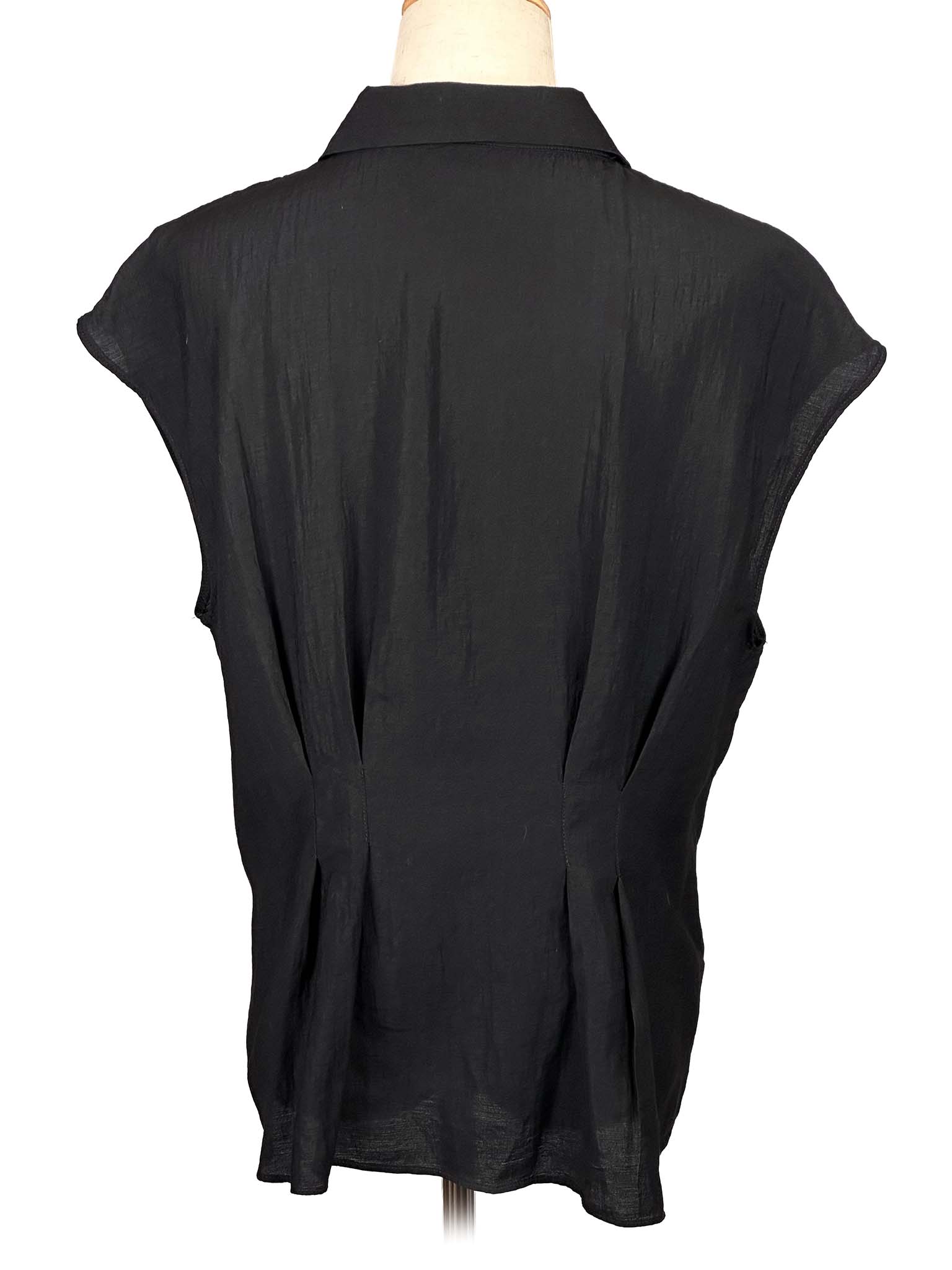Mango black sleeveless shirt on a mannequin against a white background